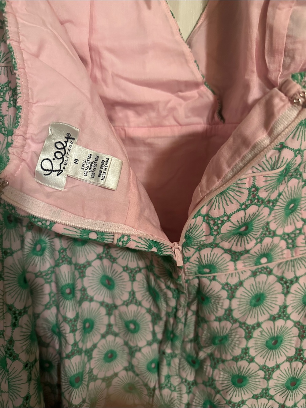 Lilly Pulitzer Pink and Green Floral Zip Dress